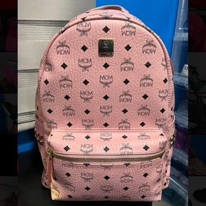 Pink MCM Backpack with matching belt (selling together)